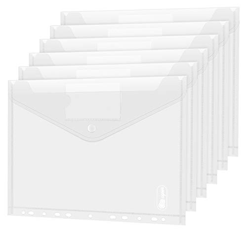 Dokumententasche A4 10 pack- Transparent Druckknopf A4 Dokumentenmappe Sammelmappen für Dokumente Organisieren mit Binderlöcher und Etikettentasche wasserdicht von Agoer