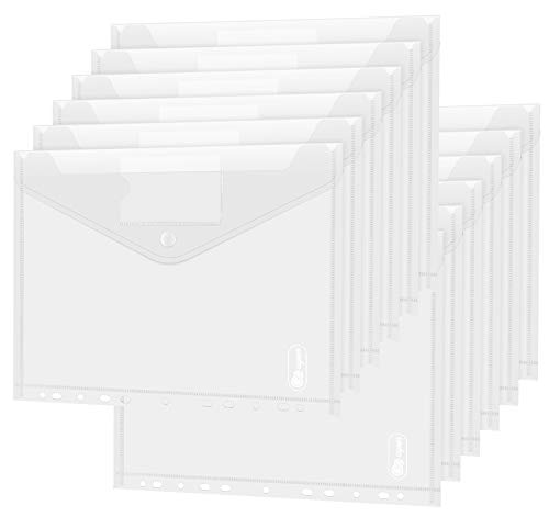 Dokumententasche A4 30 pack- Transparent Druckknopf A4 Dokumentenmappe Sammelmappen für Dokumente Organisieren mit Binderlöcher und Etikettentasche wasserdicht von Agoer