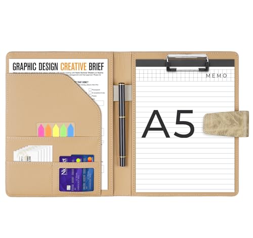 Schreibmappe A5 Klemmbrettmappe, Leder Konferenzmappe DIN-A5 mit Magnetverschluss, Schreibbrett Klemmbrett inklusive A5 Notizblock und Stift Schreibmappe A5 Klemmbrettmappe, Leder Konferenzmappe DIN-A5 mit Magnetverschluss, Schreibbrett Klemmbrett inklusive A5 Notizblock und Stift von Agoer