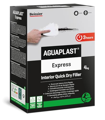 Aguaplast Express Spachtelpulver zur Renovierung von Fliesenwänden in Feuchträumen wie Bädern oder Küchen, 4 kg von Aguaplast