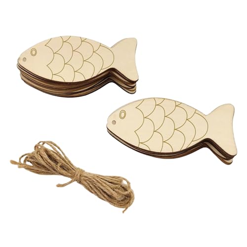 30 Stück Fisch Dekorationen Hölzerne hohle Fisch Charm Papierausschnitte aus Holz in Form von Fischen zum Basteln mit Schnur Holzfisch Fischdekoration aus Holz von Agvdg