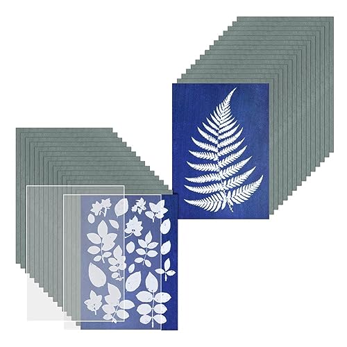 Agwuoetr 1 Satz Cyanotypie-Papier mit 2-Blatt-Acrylplatten-Sonnendruckpapier-Kit, Aktiviertes Kunstdruckpapier, Cyanotypie-Papier von Agwuoetr