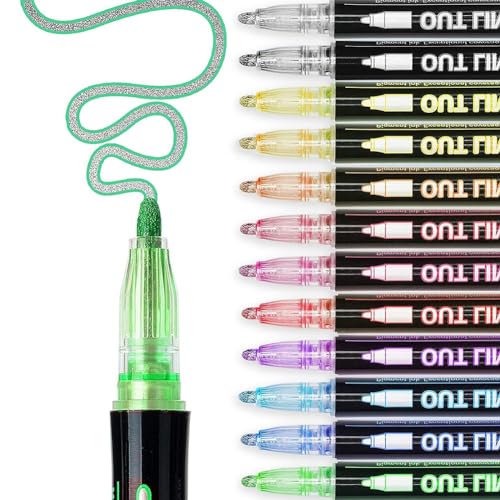Agwuoetr 12 Farben Umriss-Metallic-Marker, Acrylfarben-Marker, Farbstift, Glitzer-Zeichenstift für, Felsmalerei Agwuoetr 12 Farben Umriss-Metallic-Marker, Acrylfarben-Marker, Farbstift, Glitzer-Zeichenstift für, Felsmalerei von Agwuoetr