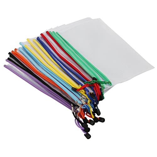 Agwuoetr 24-Teilige Netz-ReißVerschlusstasche Dokumententasche, Ordner mit Kunststoff-ReißVerschlussdateien, BriefgrößE / A4-GrößE, für BüRomaterial von Agwuoetr