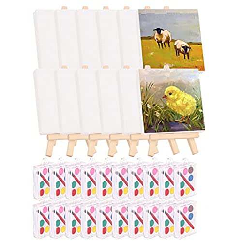 Agwuoetr 28er-Pack Mini-Leinwand und Staffelei-Set, Vorgezeichnete Leinwand zum Malen mit Mini-Aquarellfarbe zum Malen, 4 X 4 Kleine Leinwände zum Malen Agwuoetr 28er-Pack Mini-Leinwand und Staffelei-Set, Vorgezeichnete Leinwand zum Malen mit Mini-Aquarellfarbe zum Malen, 4 X 4 Kleine Leinwände zum Malen von Agwuoetr