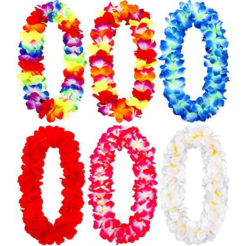 Agwuoetr 6-Teilige Hawaiianische Leis-Halskette, Hawaiianische Girlande, Luau-Partyzubehör und Sommerparty-Dekorationen von Agwuoetr