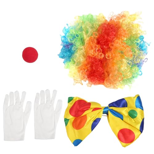Agwuoetr Clown KostüM Clown PerüCke Clown Nase ZubehöR Fliege WeißE Handschuhe für Damen Herren Erwachsene Karnevalsparty Agwuoetr Clown KostüM Clown PerüCke Clown Nase ZubehöR Fliege WeißE Handschuhe für Damen Herren Erwachsene Karnevalsparty von Agwuoetr