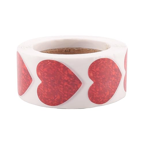 Agwuoetr Valentinstag Glitter Aufkleber, Rote Aufkleber Rolle, Etiketten für Jubiläen Hochzeit (500 StüCk/Rolle) von Agwuoetr