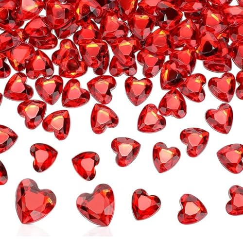 200 Stück Rote Diamanten Deko Herz Acryl Hochzeit Deko ​​rote Dekosteine Geeignet für Hochzeits-Streudekoration, Valentinstag Dekoration, DIY-Kunsthandwerk, Muttertags-Dekoration (Rot) von AhLmA