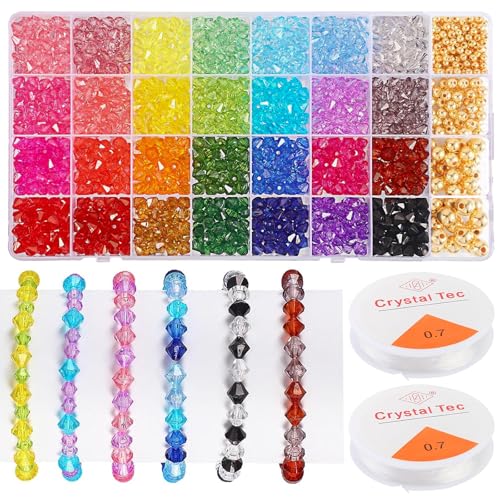 3000 Kristall facettierte Perlen Perlen zum Auffädeln Facettierte Glasperlen 28 Kristallperlen mit Aufbewahrungsbox geeignet für die Herstellung von DIY-Schmuck, Armbändern und Kunsthandwerk 3000 Kristall facettierte Perlen Perlen zum Auffädeln Facettierte Glasperlen 28 Kristallperlen mit Aufbewahrungsbox geeignet für die Herstellung von DIY-Schmuck, Armbändern und Kunsthandwerk von AhLmA
