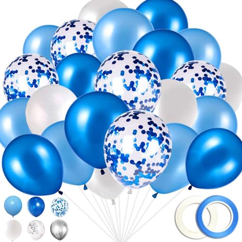 62 Stücke 12 Zoll Luftballons Blau Konfetti Luftballon Birthday Balloon set Perfekt für Babypartys Brautpartys Jubiläen Junggesellenabschiede Überraschungspartys Oder Jeden Anderen Anlass von AhLmA