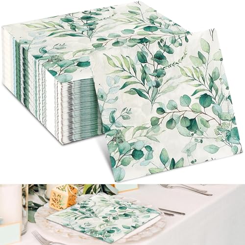 AhLmA 80 Stück Eukalyptus Servietten Hochzeitsservietten Servietten Hochzeit Eukalyptus perfekt für Hochzeits-Papierservietten, Konfirmationen, Babypartys, Gartenpartys und mehr von AhLmA
