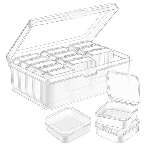 AhLmA 13 Stück Klare Sortierbox Bead Organizer Set Bead Storage Containers Aufbewahrungsbox Mit Deckel für Aufbewahrung Kleinen Gegenständen Bastelarbeiten Nähwerkzeuge Schmuck（12 Kleine Zellen） von AhLmA