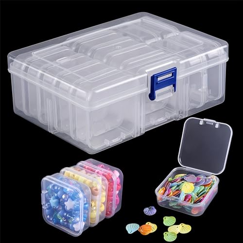 AhLmA 15 Stück Klare Sortierbox Bead Organizer Set Bead Storage Containers Aufbewahrungsbox Mit Deckel für Aufbewahrung Kleinen Gegenständen Bastelarbeiten Nähwerkzeuge Schmuck（14 Kleine Zellen） von AhLmA