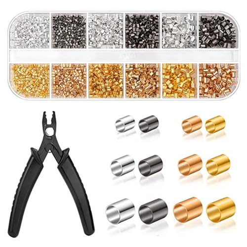 2200PCS Quetschperlen für Schmuckherstellung, 1,5/2/2,5mm Crimp Perlen Set, Quetschperlen Gold Verschluss mit Quetschzange Pinzette für Halsketten, Armbänder, Ohrringe (Gold, Silber, KC-Gold, Schwarz) 2200PCS Quetschperlen für Schmuckherstellung, 1,5/2/2,5mm Crimp Perlen Set, Quetschperlen Gold Verschluss mit Quetschzange Pinzette für Halsketten, Armbänder, Ohrringe (Gold, Silber, KC-Gold, Schwarz) von Ahaimy