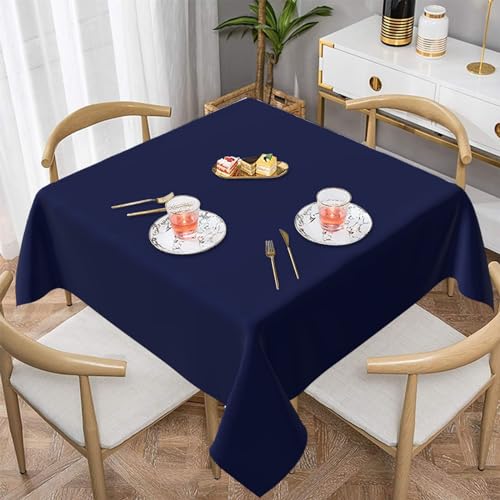 Quadratische Tischdecke, Marineblau, schick, einfarbig, waschbare Tischdecken, dekorative quadratische Tischdecke für Küche und Urlaub, 137,2 x 137,2 cm von Ahdyr