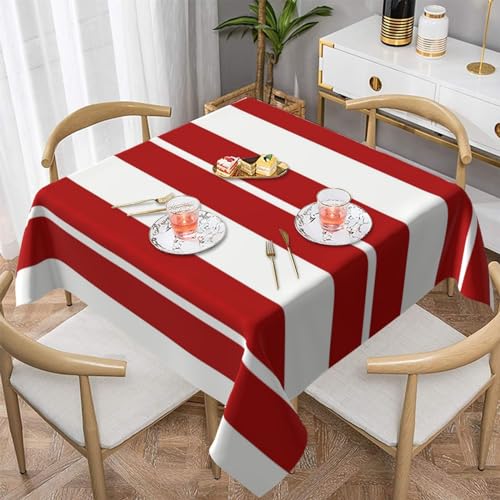 Quadratische Tischdecke, nautisch, rot und weiß gestreift, Tischdecke, waschbare Tischdecken, dekorative quadratische Tischdecke für Küche und Urlaub, 137,2 x 137,2 cm Quadratische Tischdecke, nautisch, rot und weiß gestreift, Tischdecke, waschbare Tischdecken, dekorative quadratische Tischdecke für Küche und Urlaub, 137,2 x 137,2 cm von Ahdyr