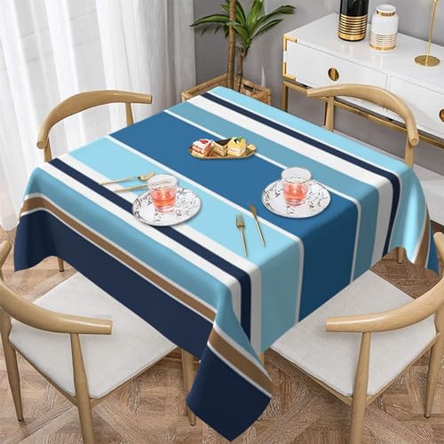 Quadratische Tischdecke, nautisches Hellblaugrün, Dunkles Marineblau, weiße Streifen, waschbare Tischdecken, dekorative quadratische Tischdecke für Küche und Urlaub, 137,2 x 137,2 cm Quadratische Tischdecke, nautisches Hellblaugrün, Dunkles Marineblau, weiße Streifen, waschbare Tischdecken, dekorative quadratische Tischdecke für Küche und Urlaub, 137,2 x 137,2 cm von Ahdyr