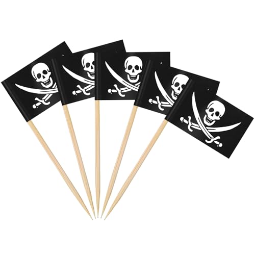 AhfuLife 100 Stück Piraten Zahnstocher Flaggen, Piraten Paty Deko Fahne Klein Cocktail Zahnstocher für Lebensmittel Cupcake Toppers Toothpick Partyzubehör Kinder Halloween Geburtstag Party Dekoration AhfuLife 100 Stück Piraten Zahnstocher Flaggen, Piraten Paty Deko Fahne Klein Cocktail Zahnstocher für Lebensmittel Cupcake Toppers Toothpick Partyzubehör Kinder Halloween Geburtstag Party Dekoration von AhfuLife