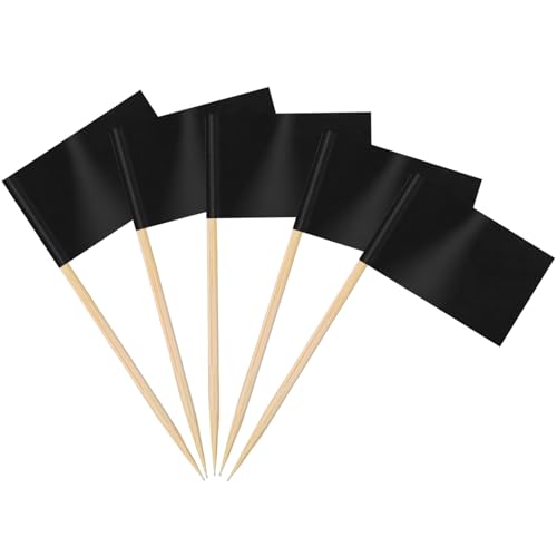 AhfuLife 100 Stück Schwarze Leere Zahnstocher Flaggen, Schwarze Fahne Klein Mini Zahnstocher für Sandwich Lebensmittel Cupcake Toppers Toothpick Cocktail Obst Geschirr Partyzubehör Partydeko Pub Deko AhfuLife 100 Stück Schwarze Leere Zahnstocher Flaggen, Schwarze Fahne Klein Mini Zahnstocher für Sandwich Lebensmittel Cupcake Toppers Toothpick Cocktail Obst Geschirr Partyzubehör Partydeko Pub Deko von AhfuLife