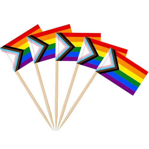 AhfuLife 200 Stück Progress Pride Zahnstocher Flaggen, LGBTQ Regenbogen Cocktail Stick Flaggen für Sandwich Lebensmittel Cupcake Toppers Cocktail Obst Pride Day Paraden LGBT Party Bar Deko AhfuLife 200 Stück Progress Pride Zahnstocher Flaggen, LGBTQ Regenbogen Cocktail Stick Flaggen für Sandwich Lebensmittel Cupcake Toppers Cocktail Obst Pride Day Paraden LGBT Party Bar Deko von AhfuLife