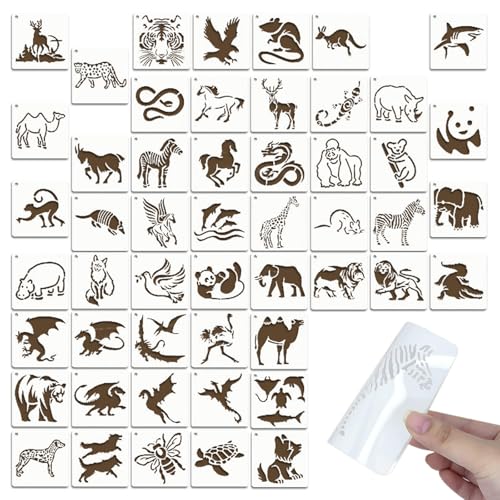 60 Stk Wild-Tiere Schablonen Kinder, 7.6cm Wiederverwendbares DIY Malschablonen, Durchbrochene Airbrush-Malvorlage für Sammelalben Fotoalbum Geschenkkarten Möbel Leinwand Deko 60 Stk Wild-Tiere Schablonen Kinder, 7.6cm Wiederverwendbares DIY Malschablonen, Durchbrochene Airbrush-Malvorlage für Sammelalben Fotoalbum Geschenkkarten Möbel Leinwand Deko von AhhiAboo