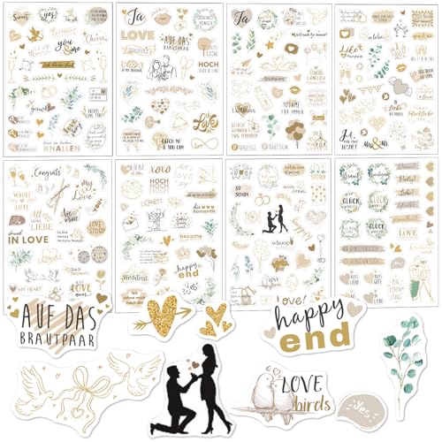 8 Blatt Romantisch Sticker Hochzeit Gästebuch, 230 Motive kreative Hochzeit Aufkleber für Fotoalbum Bullet Journal Scrapbook Gastgeschenken HochzeitsDeko 8 Blatt Romantisch Sticker Hochzeit Gästebuch, 230 Motive kreative Hochzeit Aufkleber für Fotoalbum Bullet Journal Scrapbook Gastgeschenken HochzeitsDeko von AhhiAboo