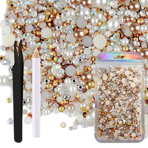 AhhiAboo 50g Mix Flach Zurück Perlen und Strasssteine für Crafting - Gemischte Größe Multicolor 3mm-10mm Strasssteine Perlen - Hair Gems Nail Pearls Makeup Gems Face Pearls für DIY Becher Tassen Schuh AhhiAboo 50g Mix Flach Zurück Perlen und Strasssteine für Crafting - Gemischte Größe Multicolor 3mm-10mm Strasssteine Perlen - Hair Gems Nail Pearls Makeup Gems Face Pearls für DIY Becher Tassen Schuh von AhhiAboo