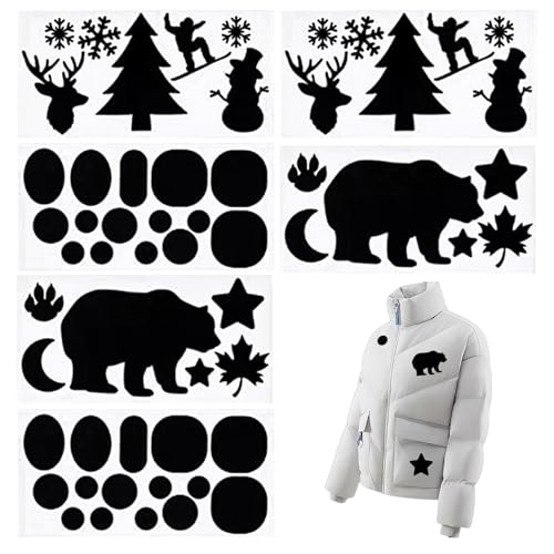 AhhiAboo 8 Blatt Daunenjacke Flicken, Selbstklebend, Daunenjacke Reparatur Patches, Cartoon Formen, Wasserdicht für Zelt, Schlafsack, Regenschirm, Schwarz AhhiAboo 8 Blatt Daunenjacke Flicken, Selbstklebend, Daunenjacke Reparatur Patches, Cartoon Formen, Wasserdicht für Zelt, Schlafsack, Regenschirm, Schwarz von AhhiAboo