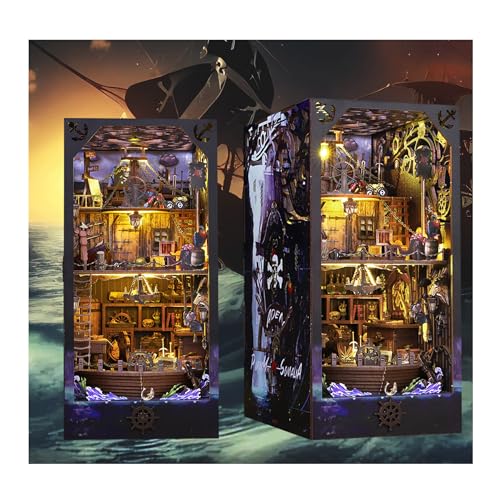 Book Nook Kit, Piratenschiff, DIY, Miniatur-Puppenhaus-Bücherregal-Einsatz-Dekor, 3D-Buchecke aus Holz für Erwachsene, Ahilmrn Magisches Buchhaus, Ständer, Buchständer, Haus, Raumdekoration, Modell Book Nook Kit, Piratenschiff, DIY, Miniatur-Puppenhaus-Bücherregal-Einsatz-Dekor, 3D-Buchecke aus Holz für Erwachsene, Ahilmrn Magisches Buchhaus, Ständer, Buchständer, Haus, Raumdekoration, Modell von Ahilmrn