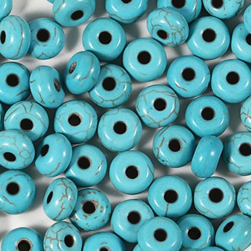 100 Stück türkisfarbene Perlen, flach, rund, ca. 4 x 8 mm, Vintage-Stil, für Perlendekoration, Basteln, Halsketten, Schmuck, Armbänder 100 Stück türkisfarbene Perlen, flach, rund, ca. 4 x 8 mm, Vintage-Stil, für Perlendekoration, Basteln, Halsketten, Schmuck, Armbänder von Ahouws