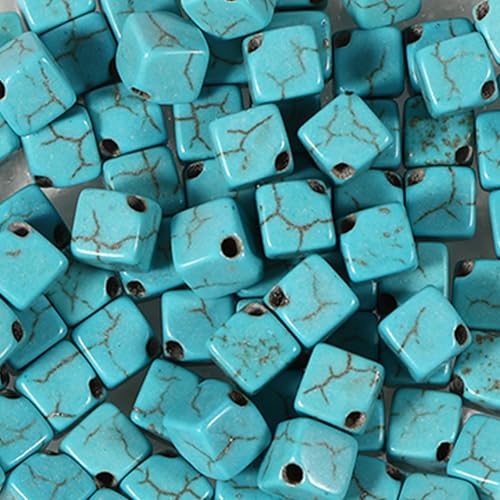 100 Stück türkisfarbene Perlen, vierseitige Perlen, ca. 8 x 8 mm, Vintage-Stil, für Perlendekoration, Basteln, Halsketten, Schmuck, Armbänder 100 Stück türkisfarbene Perlen, vierseitige Perlen, ca. 8 x 8 mm, Vintage-Stil, für Perlendekoration, Basteln, Halsketten, Schmuck, Armbänder von Ahouws