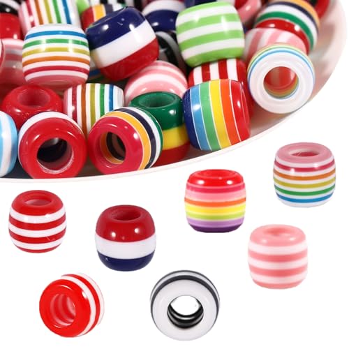 Regenbogen-Pony-Eimer-Perlen, 100 Stück, 12 mm, Kaugummi-Abstand, lose Perlenschmuckherstellung, Loch: 6 mm, DIY Handwerk und dekorativer Schmuck, Acrylperlen (Farbe gemischt) von Ahouws