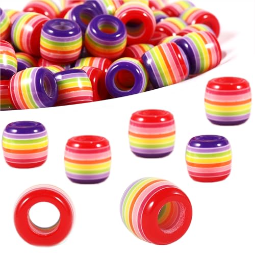 Regenbogen-Pony-Eimer-Perlen, 100 Stück, 12 mm, Kaugummi-Abstand, lose Perlenschmuckherstellung, Loch: 6 mm, DIY Handwerk und dekorativer Schmuck, Acrylperlen (violett) von Ahouws