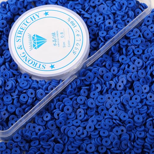 Tonperlen zur Herstellung von Armbändern, 6 mm, Polymer-Abstandhalter, flach, DIY für Schmuck, Halsketten, Ohrringe, adrette, ästhetische Heishi Heshie dünne Scheiben, Sortimentsset, Königsblau, 6 mm Tonperlen zur Herstellung von Armbändern, 6 mm, Polymer-Abstandhalter, flach, DIY für Schmuck, Halsketten, Ohrringe, adrette, ästhetische Heishi Heshie dünne Scheiben, Sortimentsset, Königsblau, 6 mm von Ahouws
