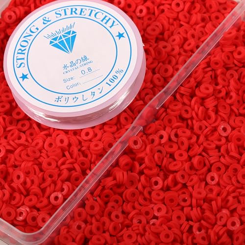 Tonperlen zur Herstellung von Armbändern, 6 mm, Polymer-Abstandshalter, flach, DIY für Schmuck, Halsketten, Ohrringe, adrette, ästhetische Heishi Heshie dünne Scheibenperlen, Sortimentsset, Rot, 6 mm Tonperlen zur Herstellung von Armbändern, 6 mm, Polymer-Abstandshalter, flach, DIY für Schmuck, Halsketten, Ohrringe, adrette, ästhetische Heishi Heshie dünne Scheibenperlen, Sortimentsset, Rot, 6 mm von Ahouws