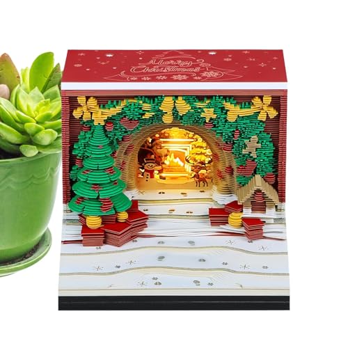 Ahuuen 3D Schreibtisch Kalender, Weihnachten Abreißblock 3D Notizblock 2026 Kalender, Wohndekoration Notizblock Mit LED Beleuchtung Für Zuhause Wohnheim Wohnung Schlafzimmer Wohnzimmer Büro Schule von Ahuuen
