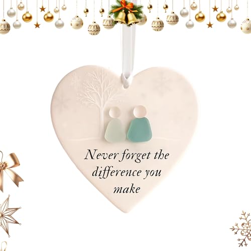 Ahuuen Meerglas Kunst - Herzförmiges Freundschaftsherz Ornament - Meerglas Anhänger Für Frauen Tochter Beste Freundin Mitbewohnerin Hochzeit Geburtstag Weihnachten Muttertag von Ahuuen