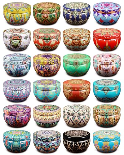 Ahyiyou DIY Kerzen-Dosen Kerzengläser 8,5 Unzen 24 Stück 24 Farben, runde Behälter mit Deckeln für die Kerzenherstellung, Kunsthandwerk, Aufbewahrung und mehr von Ahyiyou
