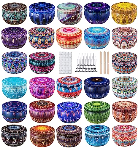 Ahyiyou DIY Kerzendosen, 2.2OZ 28 Stück, 28 Farben, runde Behälter mit Deckel für Kerzenherstellung, Kunst und Handwerk, Aufbewahrung und mehr von Ahyiyou