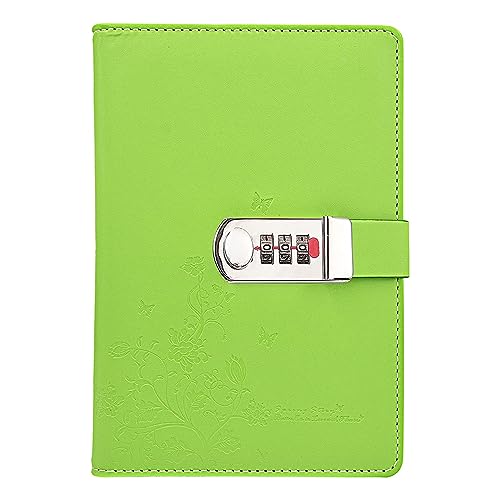 LinYesh Leder Zahlenschloss Tagebuch Schreiben Notebook, Schmetterling und Blumenmuster Passwort Tagebuch Notizblock, Secret Notizbuch mit Kombinationsschloss, Size 210x145mm von LinYesh