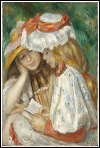 Zwei Mädchen lesen - Pierre Auguste Renoir DIY Diamant Malerei Kits für Erwachsene, 5D Full Round Drill Diamond Painting Kit Stickerei Kunst Wohnkultur von AiEiIiOiUi