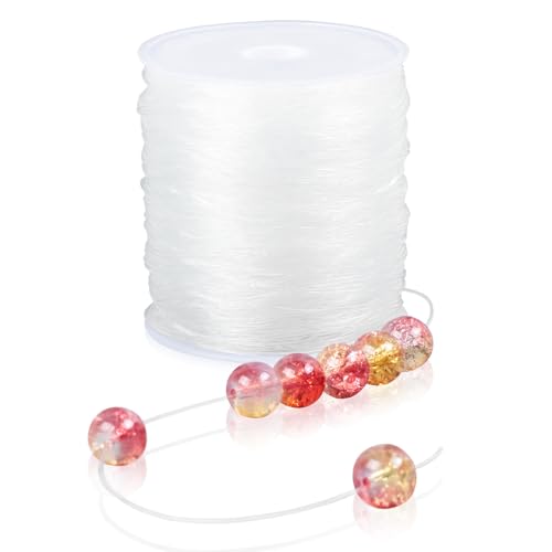AiQInu 120m Elastische Schmuckfaden, Transparente Perlen Faden, 0.7 mm Unsichtbare Nylonschnur, für DIY Handwerk Schmuckherstellung Halsketten von AiQInu
