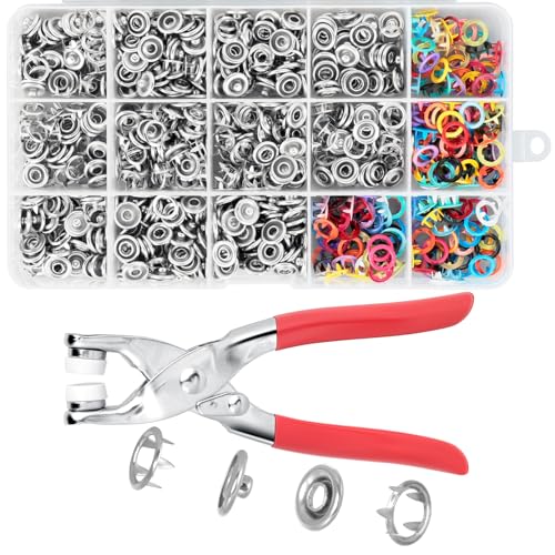 AiQInu 200 Sets Metall Ring Button Druckknöpfe Ohne Nähen für DIY Basteln Kinderbekleidung, Kleidung Taschen, Handgemaakt, Sewing Craft 9,5 mm von AiQInu