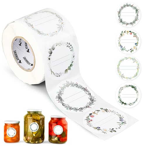 AiQInu 500 Stück Etiketten Selbstklebend, 5 cm Durchmesser Marmeladen Etiketten, Mit 4 Verschiedenen Dekormustern, Aufkleber zum Beschriften für MarmeladengläSer, Geschenktüten, Glasflaschen Usw AiQInu 500 Stück Etiketten Selbstklebend, 5 cm Durchmesser Marmeladen Etiketten, Mit 4 Verschiedenen Dekormustern, Aufkleber zum Beschriften für MarmeladengläSer, Geschenktüten, Glasflaschen Usw von AiQInu