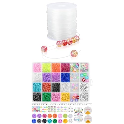Bundle of AiQInu 120m Elastische Schmuckfaden, Transparente Perlen Faden+ AiQInu 3000pcs Perlen Für Armbänder 3mm, Buchstabenperlen, Bundle of AiQInu 120m Elastische Schmuckfaden, Transparente Perlen Faden+ AiQInu 3000pcs Perlen Für Armbänder 3mm, Buchstabenperlen, von AiQInu