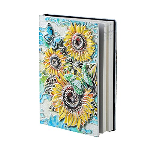 AiSi Retro A5 Notizbuch klassische europäische Vintage-Stil Tagebuch Journalbuch Notizheft Notebooks Reisetagebuch Buch 21.7 x 15 x 2cm A5 Sonnenblumen 3d Muster Bunt von AiSi
