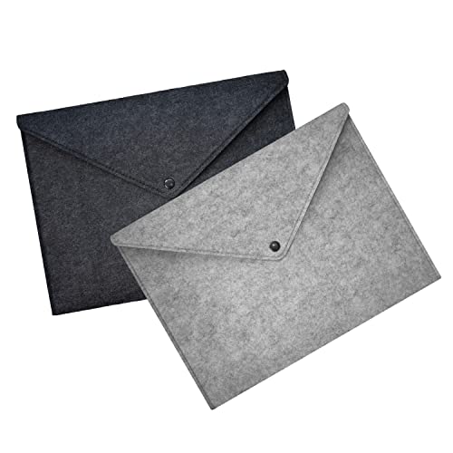 AiYoYo 2 Stück Filz A4 Dokumententaschen Mappen Dokumentenmappe Aktenordner mit Druckknopf Ideal fürs Büro Schule und Die Mobile Organisation 24 x 33cm von AiYoYo