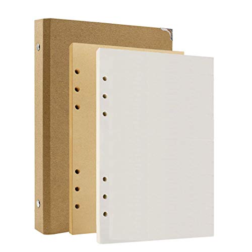 AiYoYo A5 Ringbuch Ordner mit Refill Leere Papier 80 Blätt(120g/m²), 6 ringe Ringordner Nachfüllbar Skizzenbuch Kraft binder für Notizen Skizze Malerei 235 * 175mm von AiYoYo