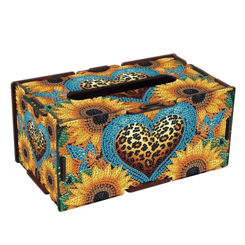 DIY Diamond Painting Tissue Box Cover - Holzserviettenhalter mit Sonnenblumen, Leopardenmuster & Schmetterling, dekoratives Strass-Bastelset, Diamant-Malbox, 22,5 x 12,7 x 10,5 cm DIY Diamond Painting Tissue Box Cover - Holzserviettenhalter mit Sonnenblumen, Leopardenmuster & Schmetterling, dekoratives Strass-Bastelset, Diamant-Malbox, 22,5 x 12,7 x 10,5 cm von AiYuanzsh